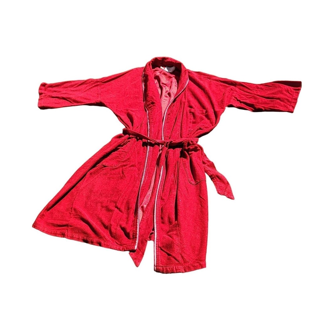 Vintage Sears The Mens Store Robe Red Terry Cloth Bathrobe Belted VTG 70s 80s‎